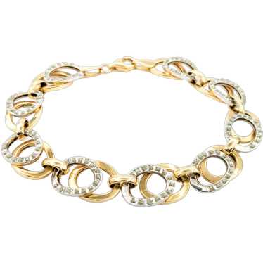 Stunning Two-Tone Sparkle Link Bracelet in 14k