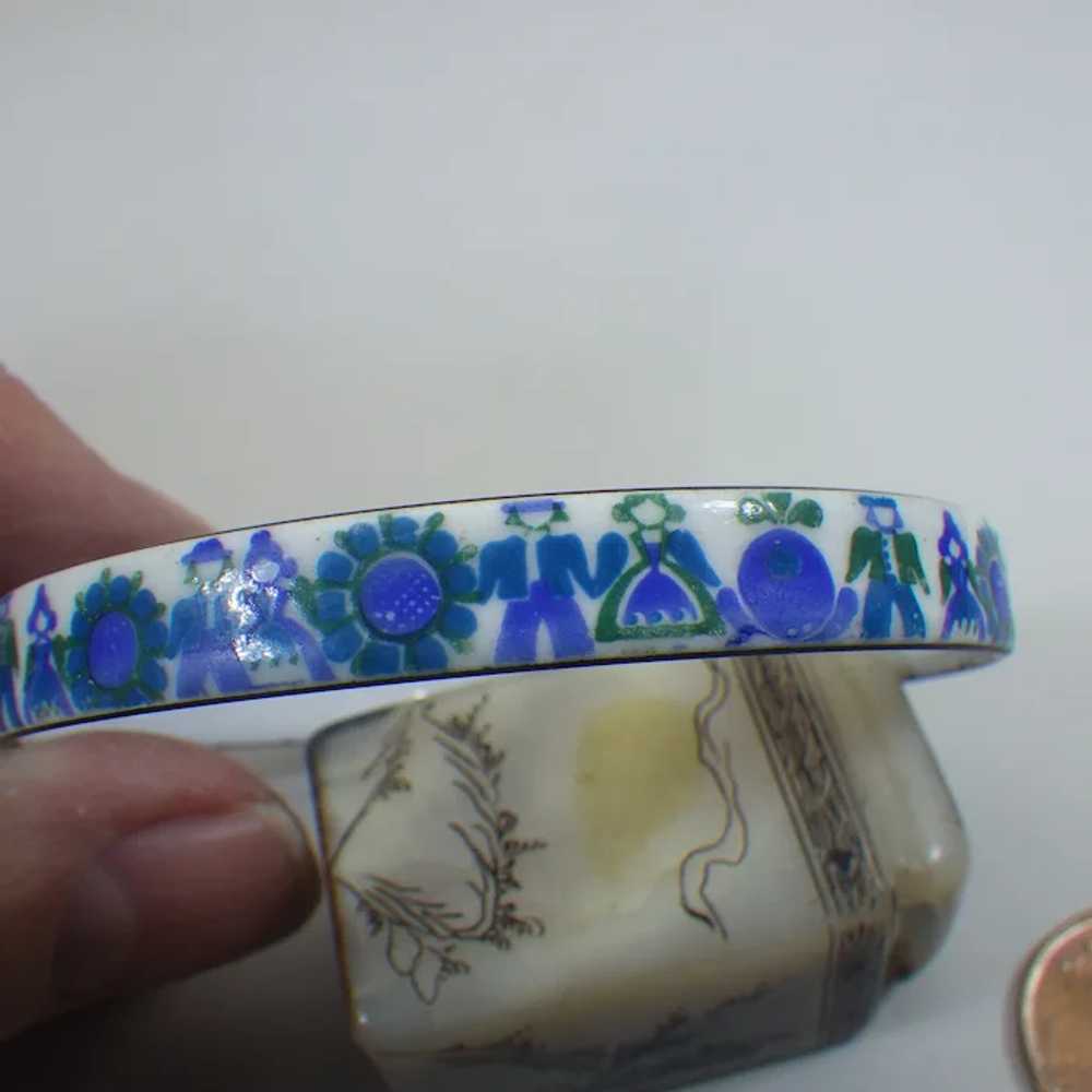 Vintage Austrian Folk Art Enamel Bracelet, Small … - image 3