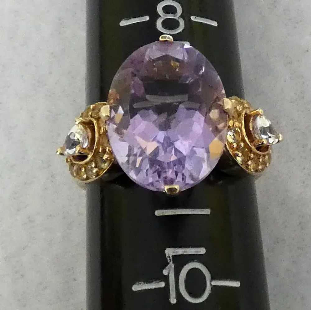 14k Cocktail Ring, Purple Topaz and Sapphires - image 8