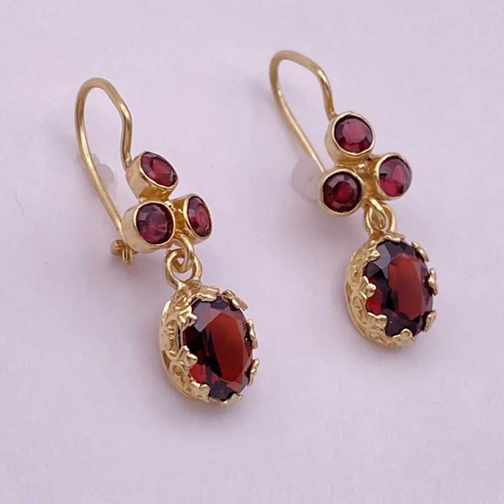 Victorian Revival Garnet Dangle Earrings 5.78 Car… - image 3