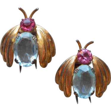 Pair Fur Clips Sterling Silver Gold Plated Vermei… - image 1