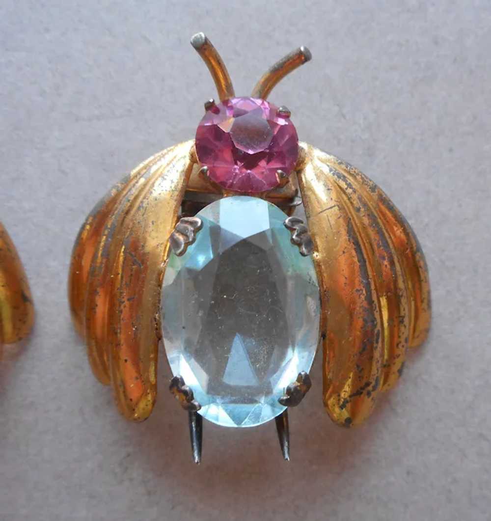 Pair Fur Clips Sterling Silver Gold Plated Vermei… - image 2