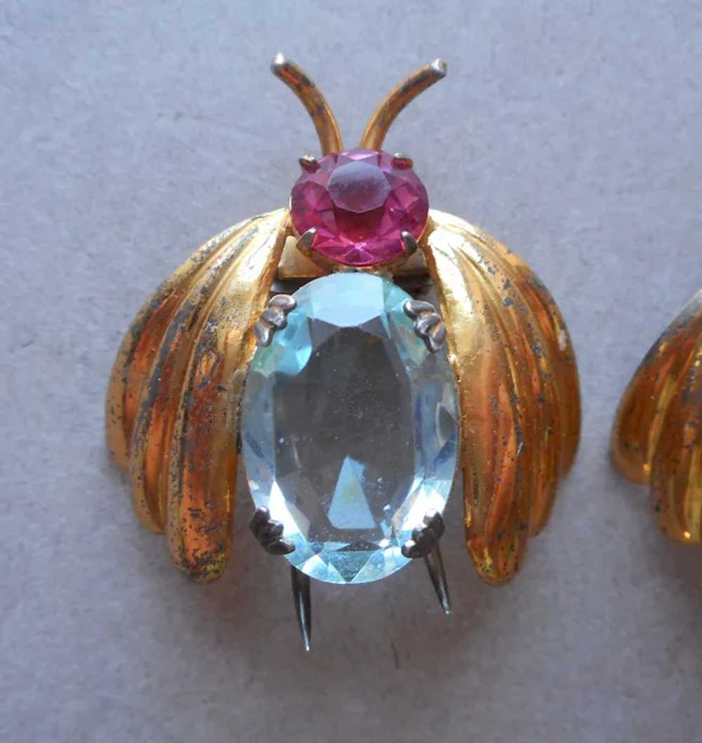 Pair Fur Clips Sterling Silver Gold Plated Vermei… - image 3