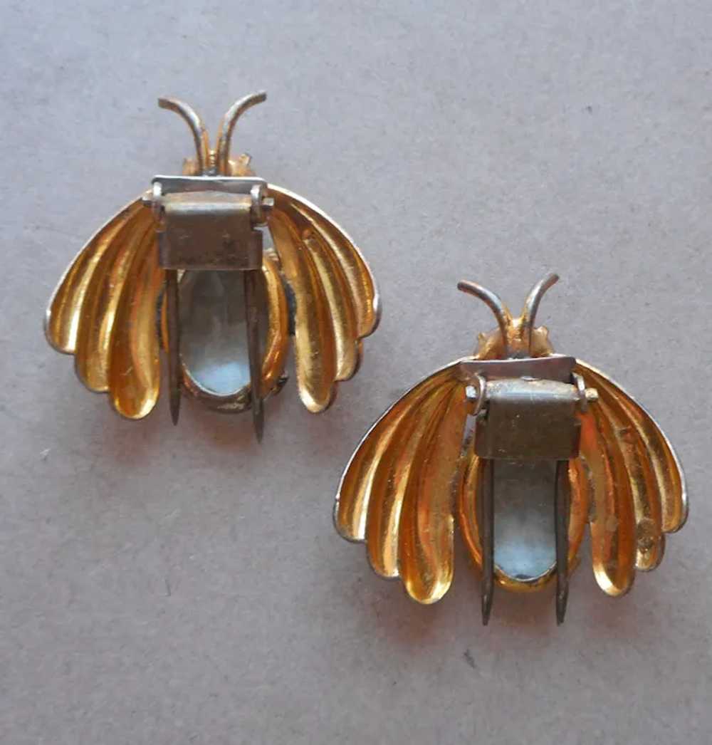 Pair Fur Clips Sterling Silver Gold Plated Vermei… - image 4