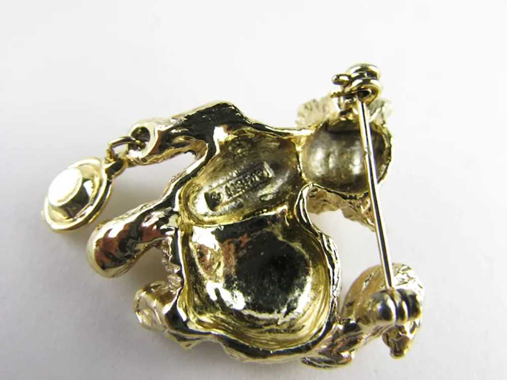 Vintage Lisner Mid-Century Gold Tone Cat Pin With… - image 11