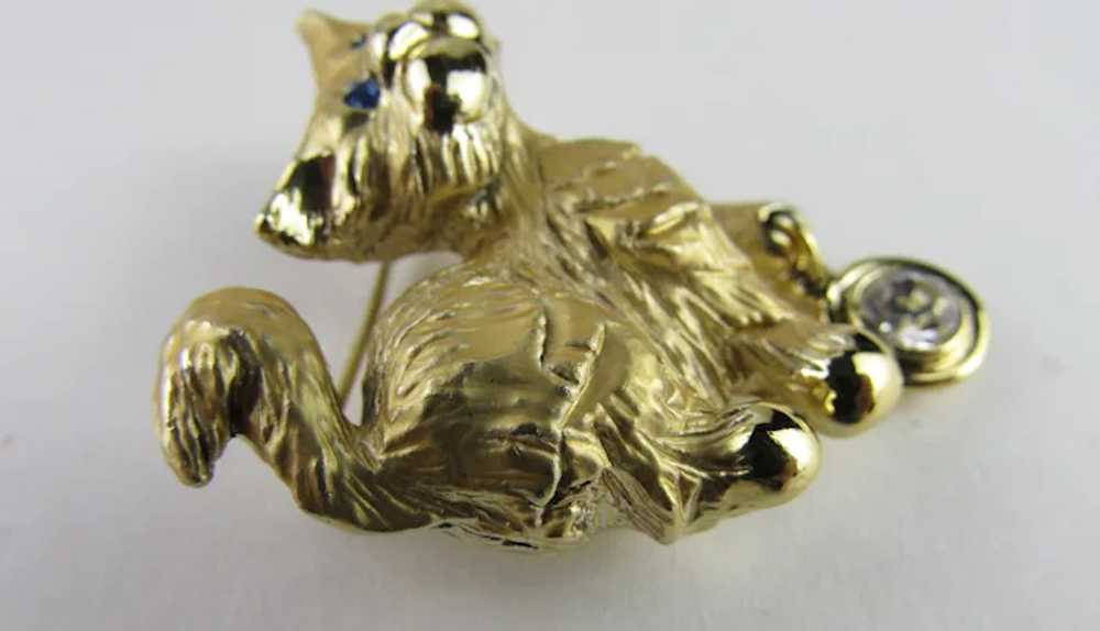 Vintage Lisner Mid-Century Gold Tone Cat Pin With… - image 4