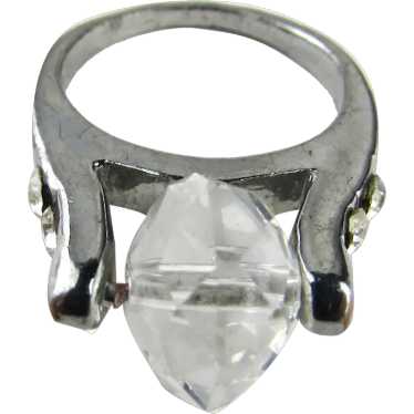 Spinner Crystal Ring in Silver Tone With Crystal A
