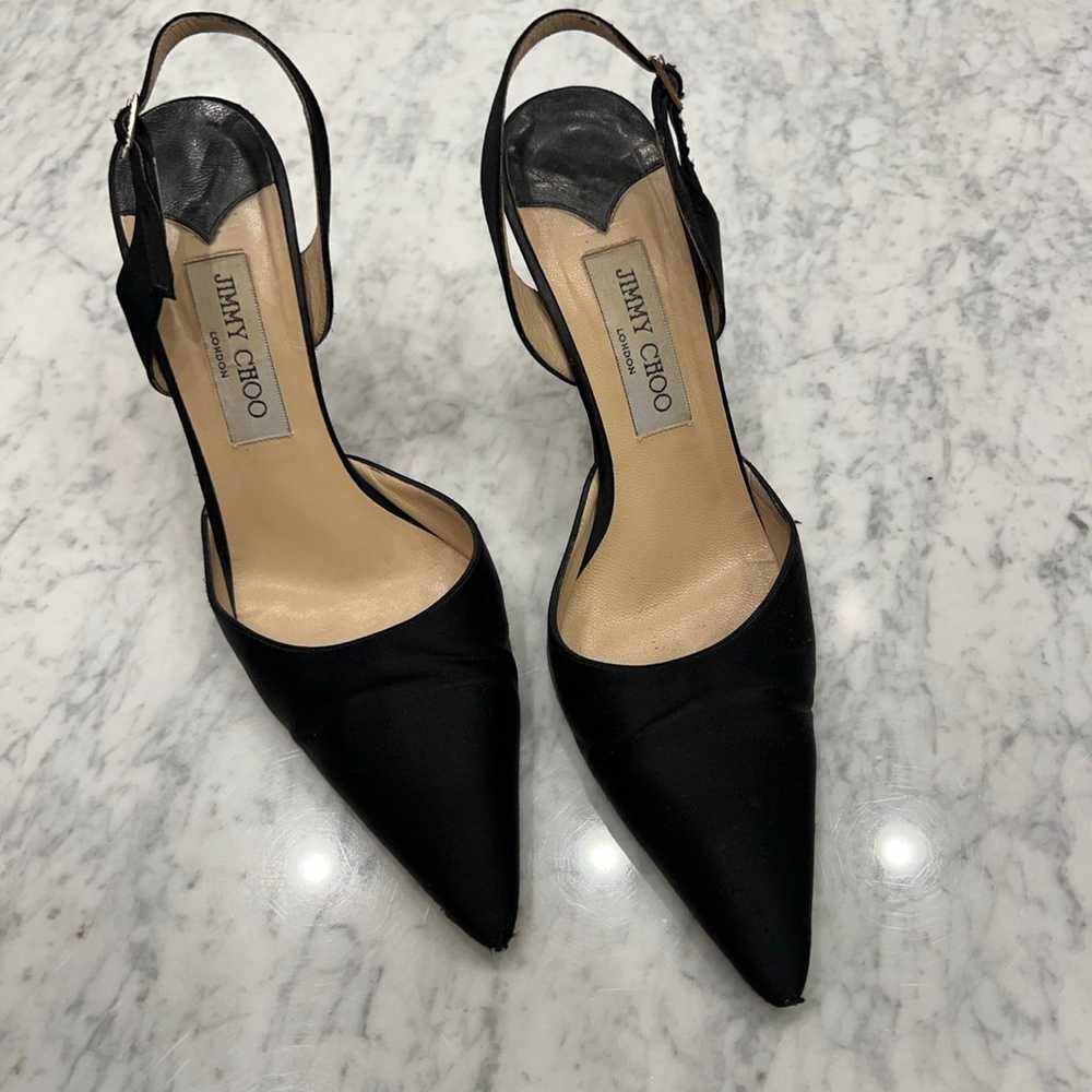 Jimmy Choo Black Satin Heels size 38.5 - image 2