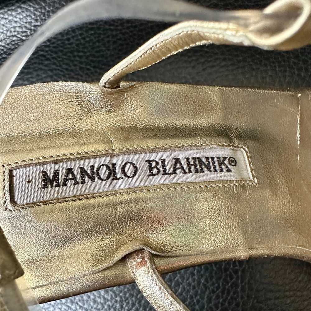MANOLO BLAHNIK METALLIC GOLD LEATHER CLEAR PVC ST… - image 5