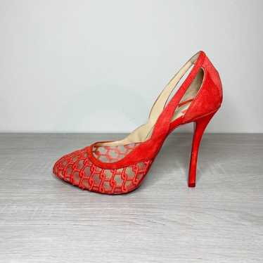 Christian Louboutin K-Racas Coral Suede and Fishne