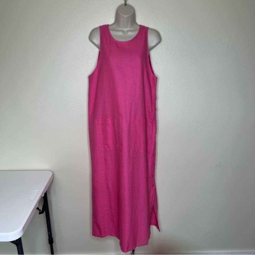 Denim and Co Linen Blend Jumper Dress Pink Maxi B… - image 11