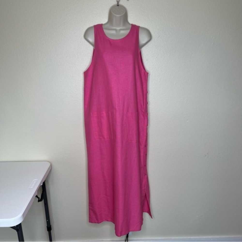 Denim and Co Linen Blend Jumper Dress Pink Maxi B… - image 12