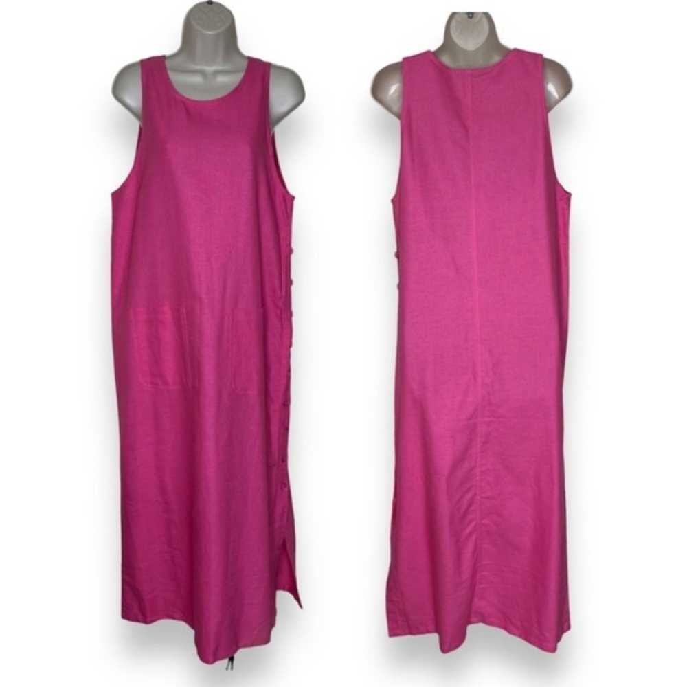 Denim and Co Linen Blend Jumper Dress Pink Maxi B… - image 1