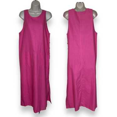 Denim and Co Linen Blend Jumper Dress Pink Maxi B… - image 1