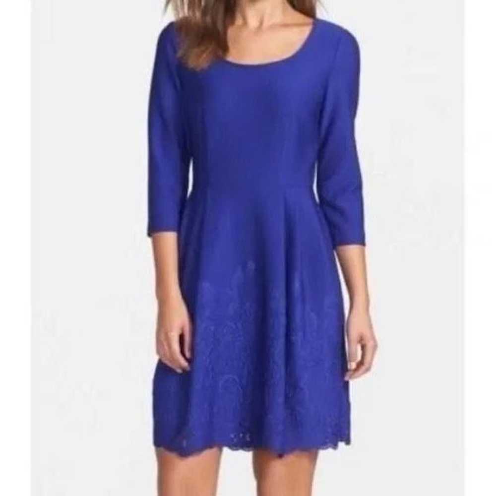 Betsey Johnson Cobalt Blue 3/4 Sleeve Scalloped H… - image 1