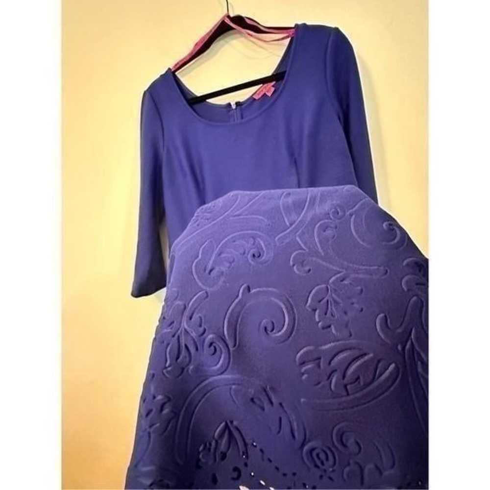 Betsey Johnson Cobalt Blue 3/4 Sleeve Scalloped H… - image 3