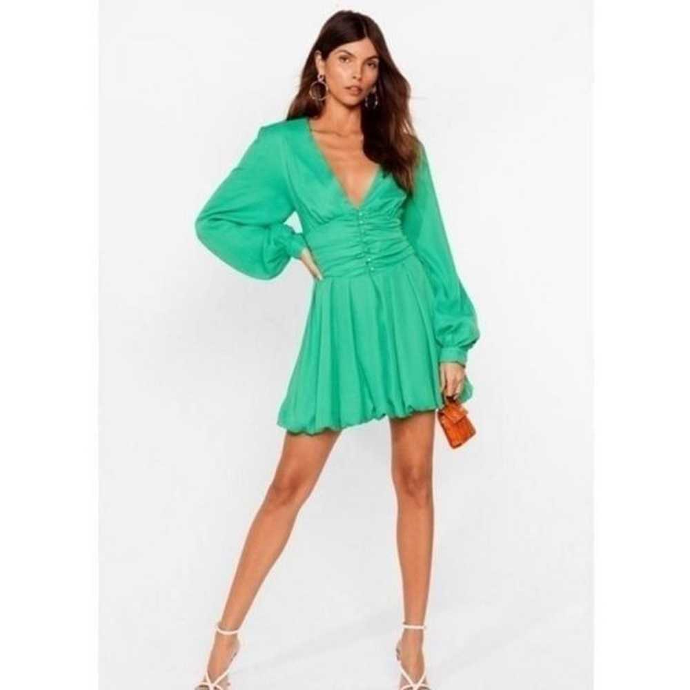 NWT Nasty Gal Green Button Down Mini Dress || siz… - image 1