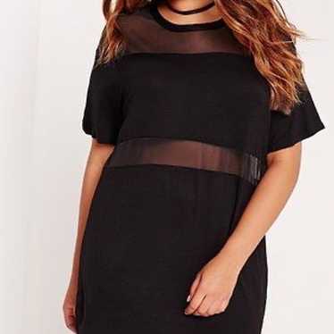 Missguided black Mesh Insert Jersey Dress plus si… - image 1