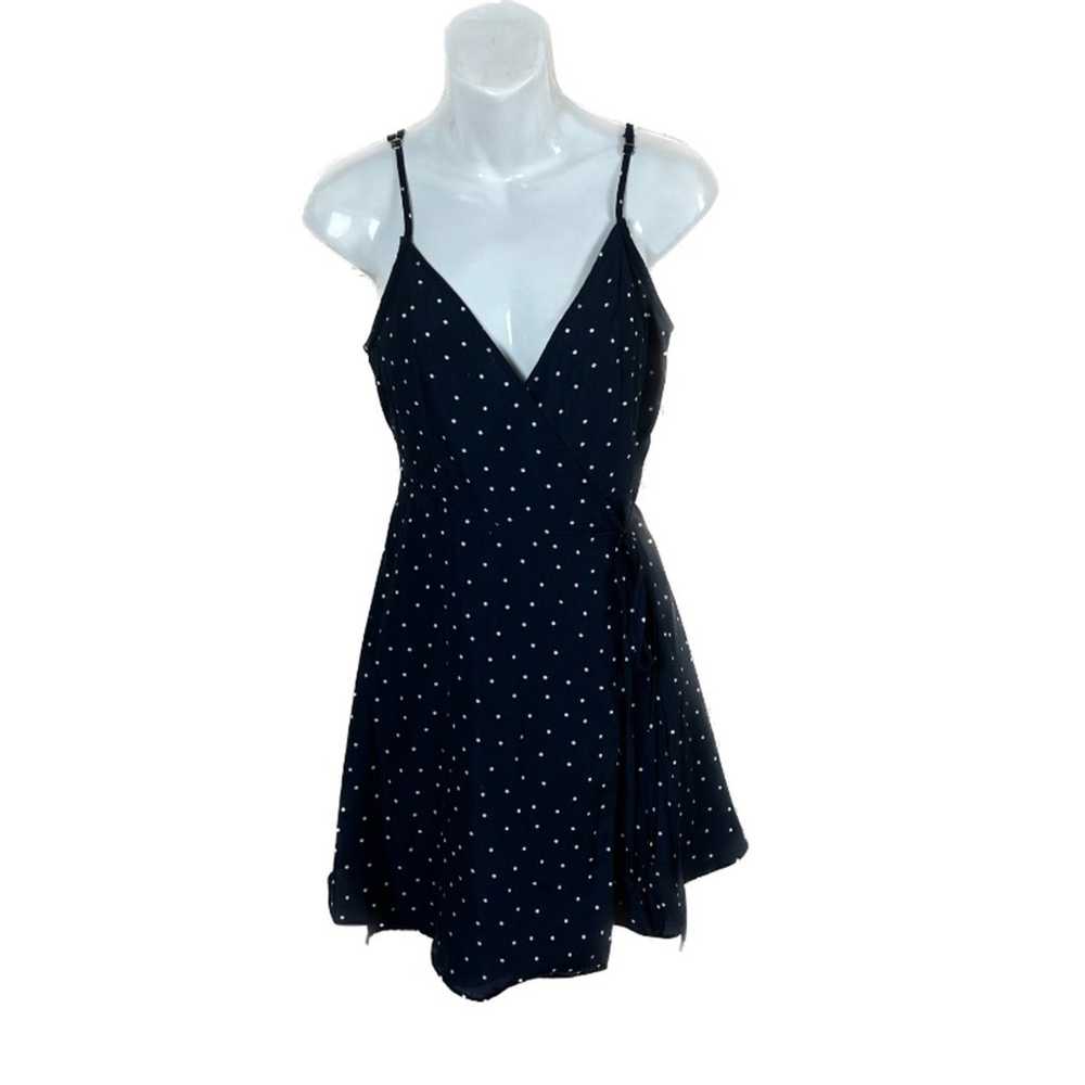 Lulu’s Navy Blue Polka Dot Wrap Dress XS - image 2