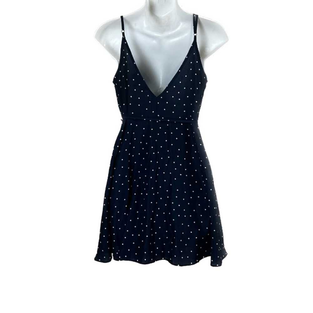 Lulu’s Navy Blue Polka Dot Wrap Dress XS - image 3