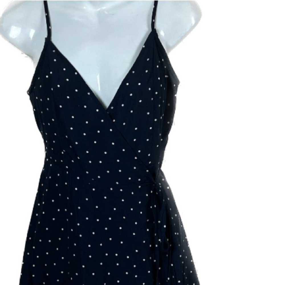 Lulu’s Navy Blue Polka Dot Wrap Dress XS - image 7