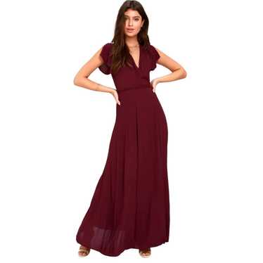Lulus Heart of Marigold Burgundy Wrap Maxi Dress S