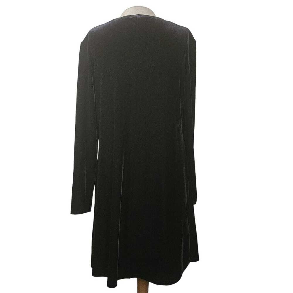 Vintage Black Velvet Long Sleeve Shift Dress Size… - image 2