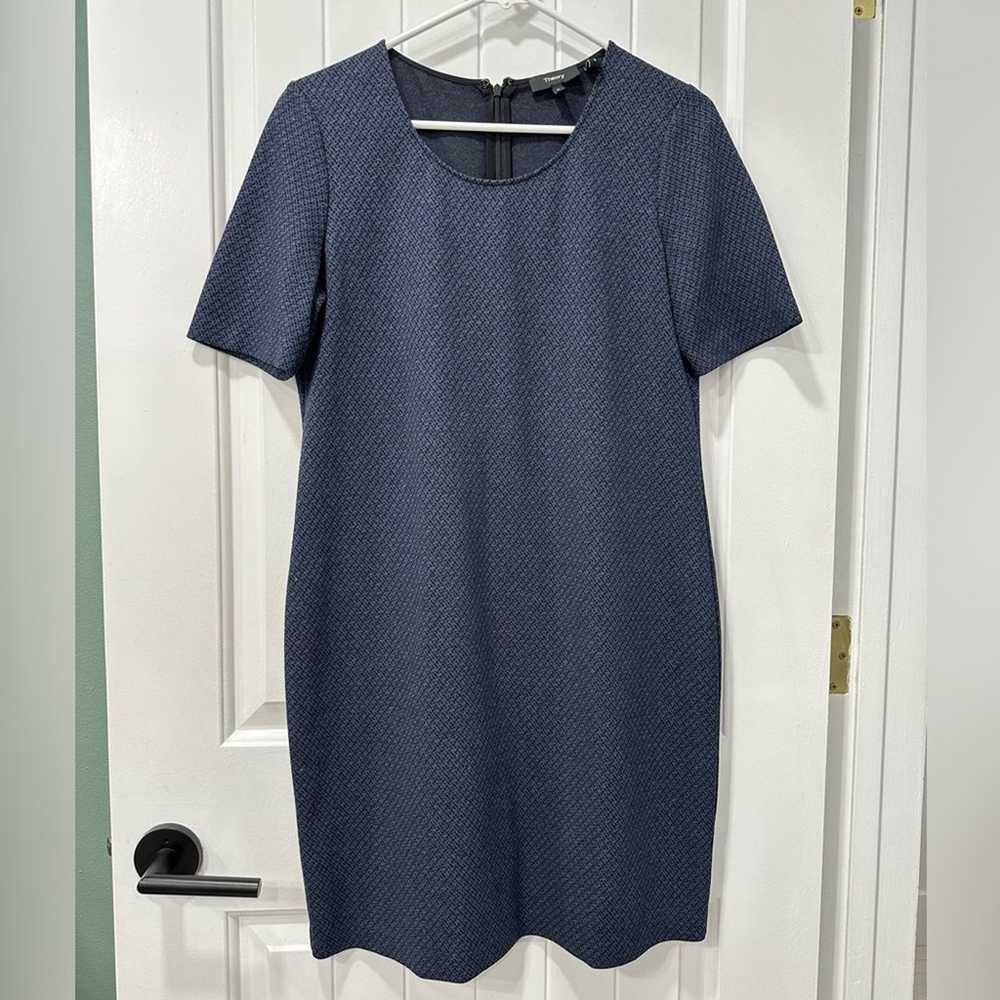 Theory Navy Blue Knitted Short Sleeve Dress Sz 8 - image 1