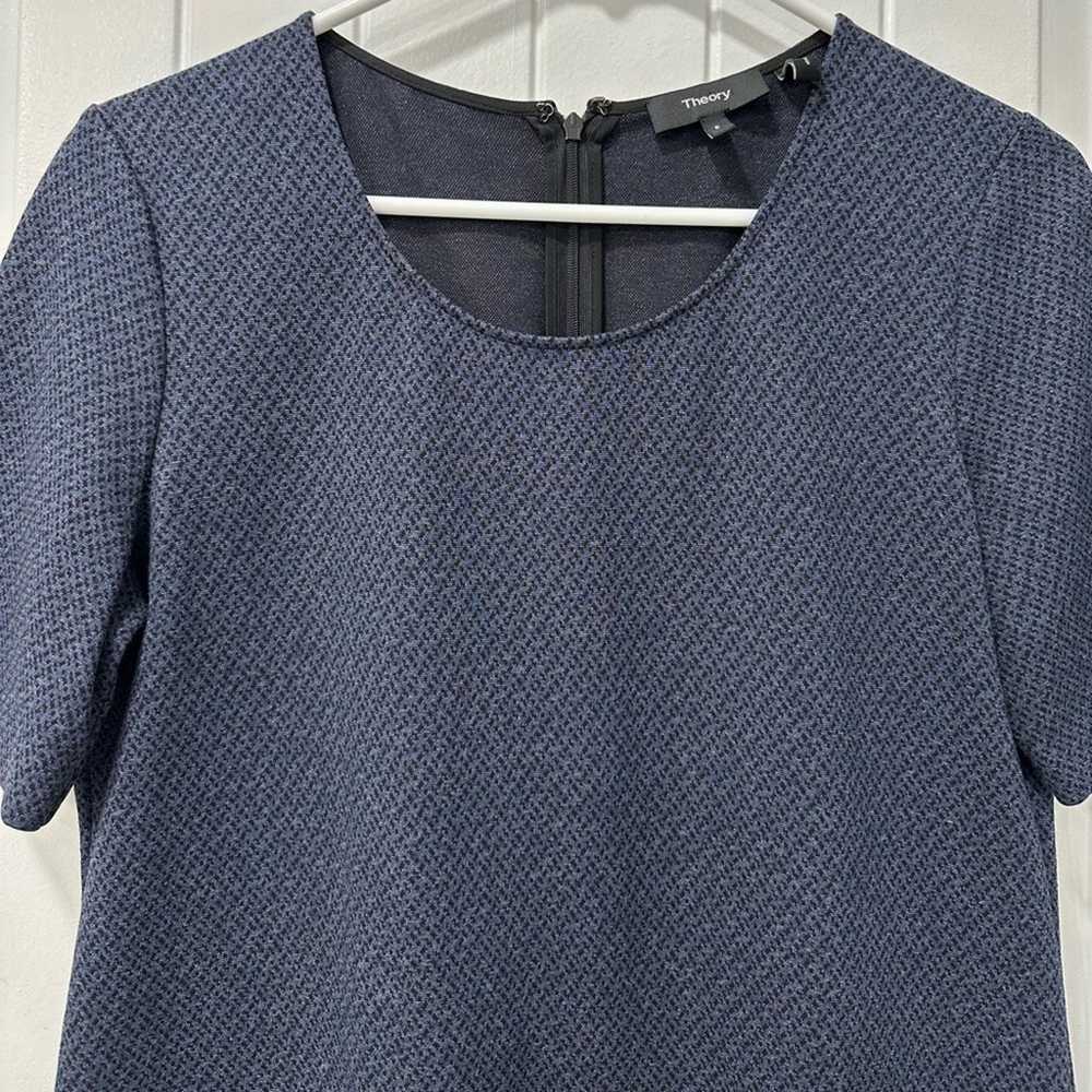 Theory Navy Blue Knitted Short Sleeve Dress Sz 8 - image 2