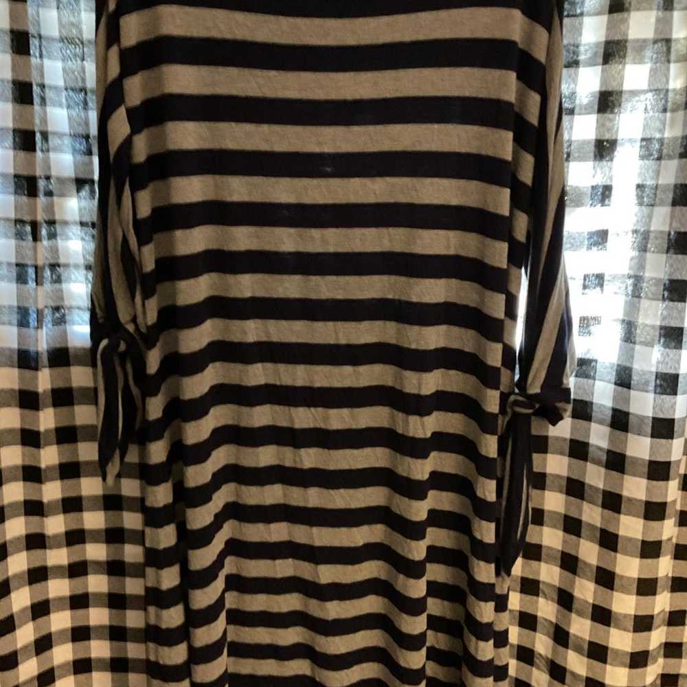 Soft Surroundings Blue and Gray Striped Dress wit… - image 1