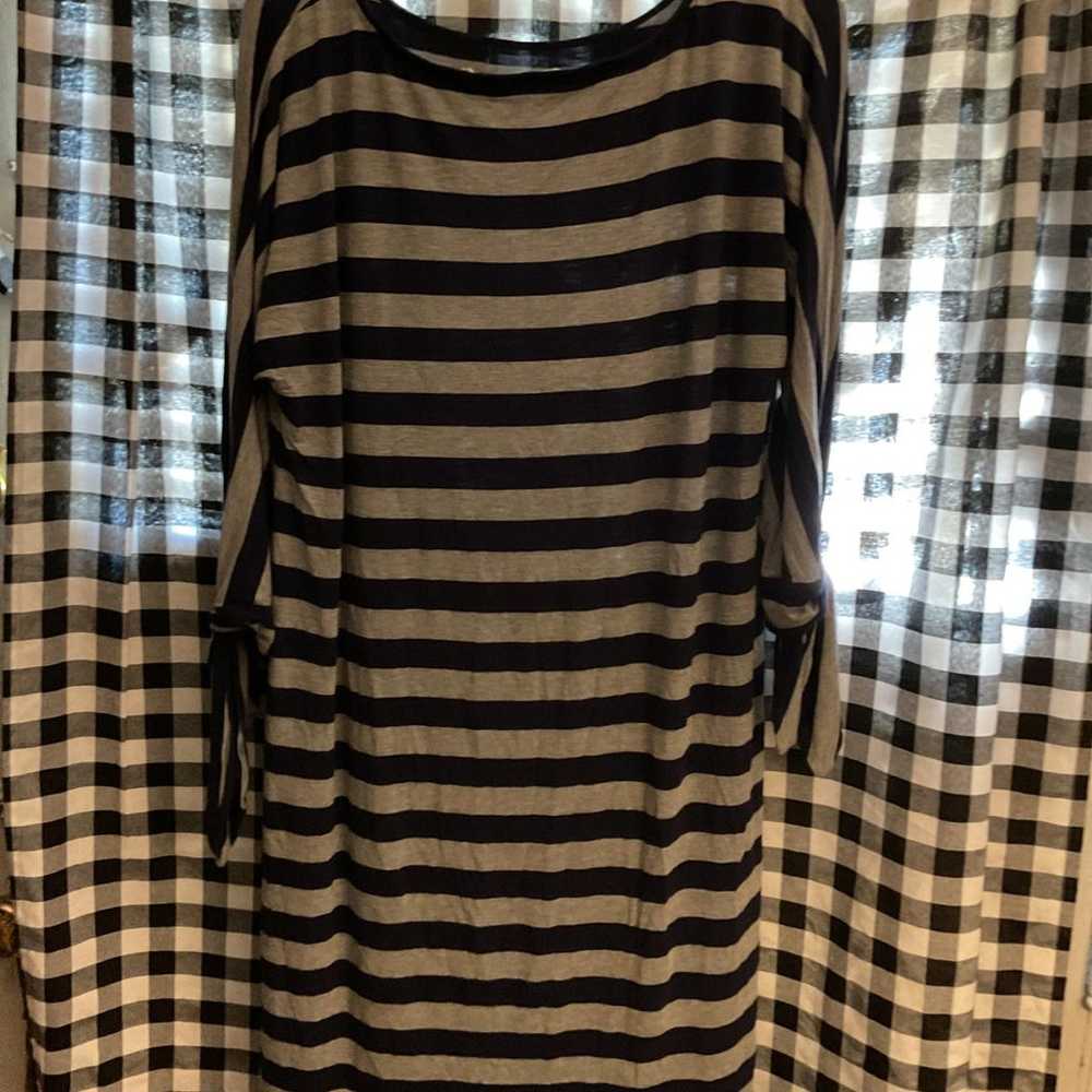 Soft Surroundings Blue and Gray Striped Dress wit… - image 7