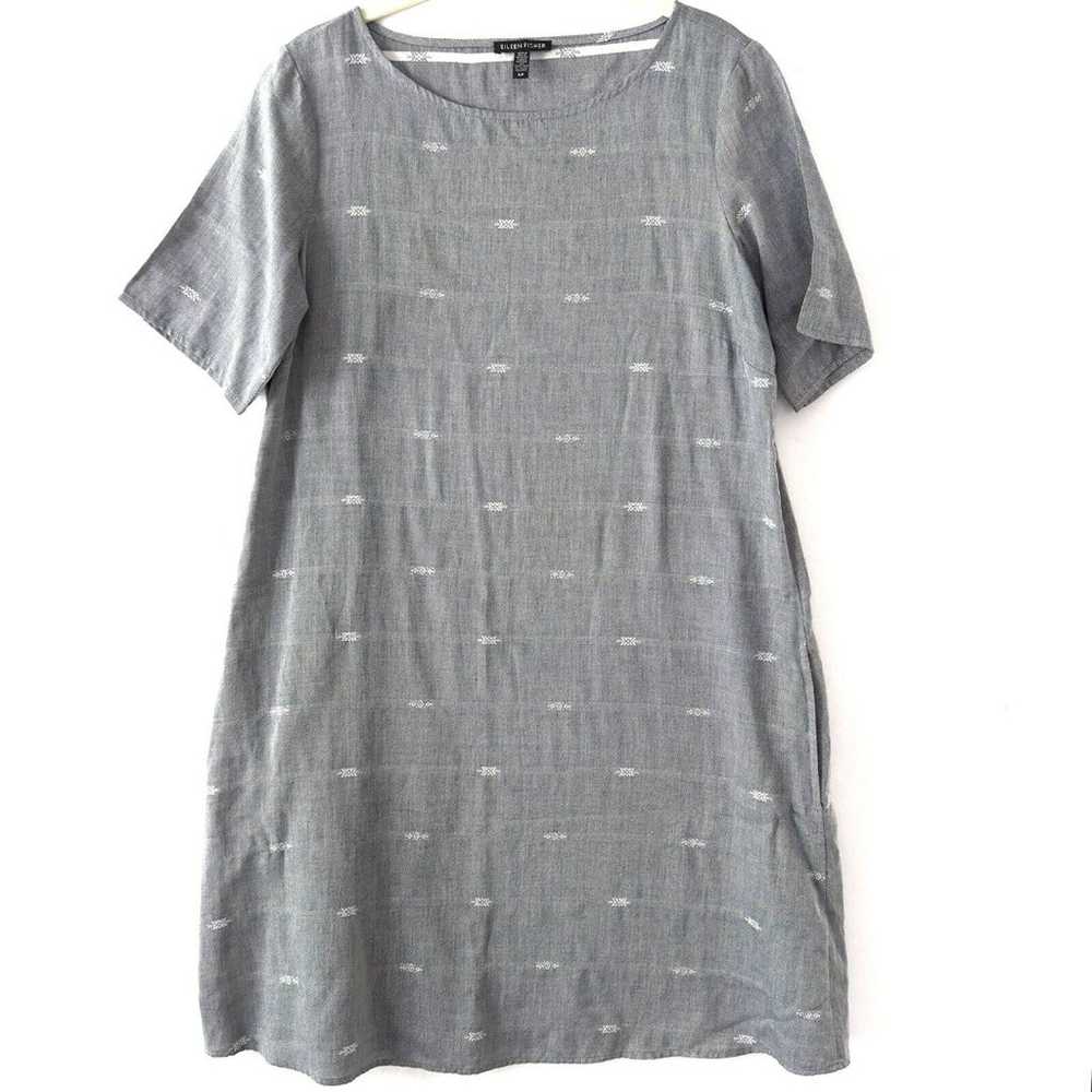 Eileen Fisher Dress Sz Small Gray Nomadic Stripe … - image 3