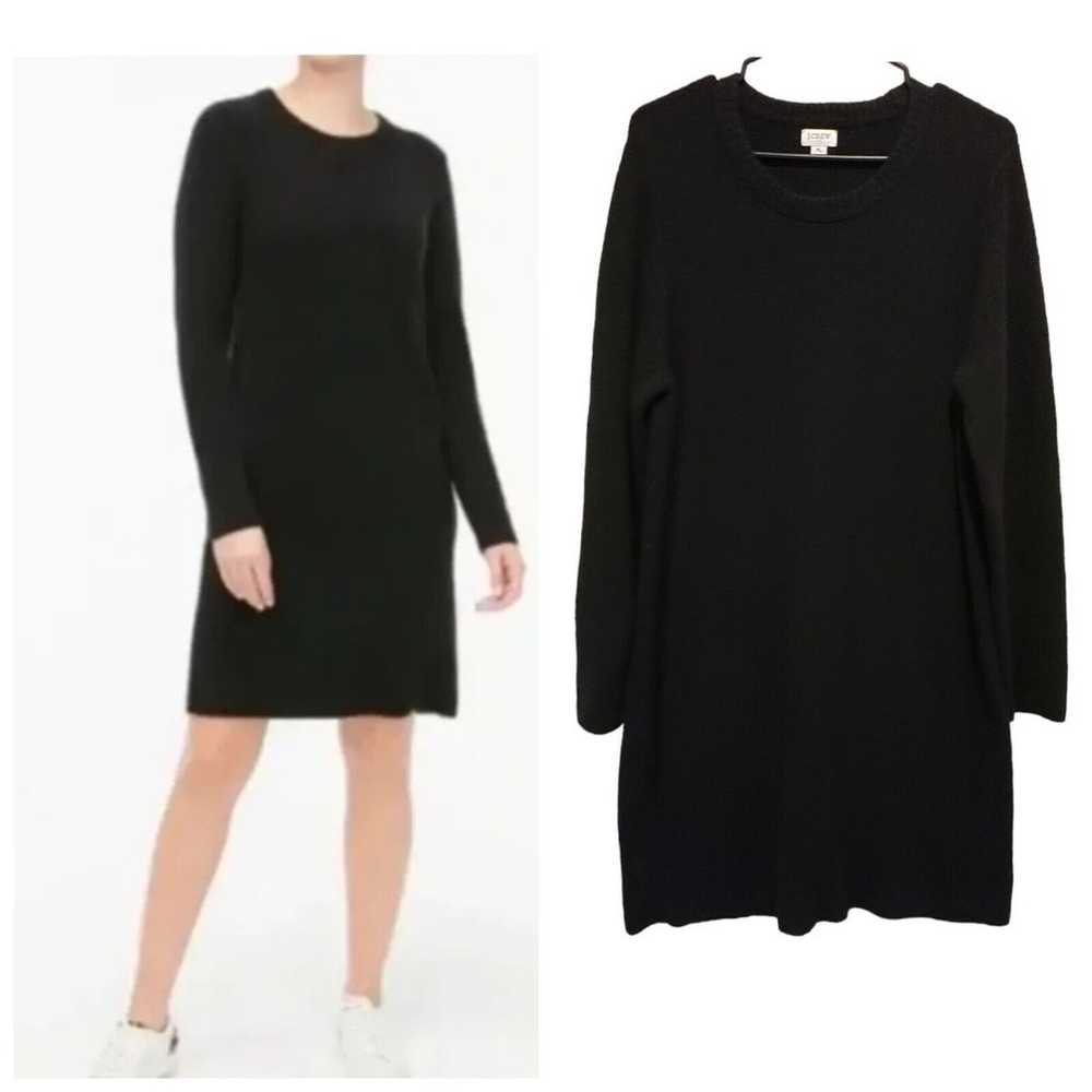 J Crew Factory Black Long Sleeve Sweater Dress Wo… - image 1