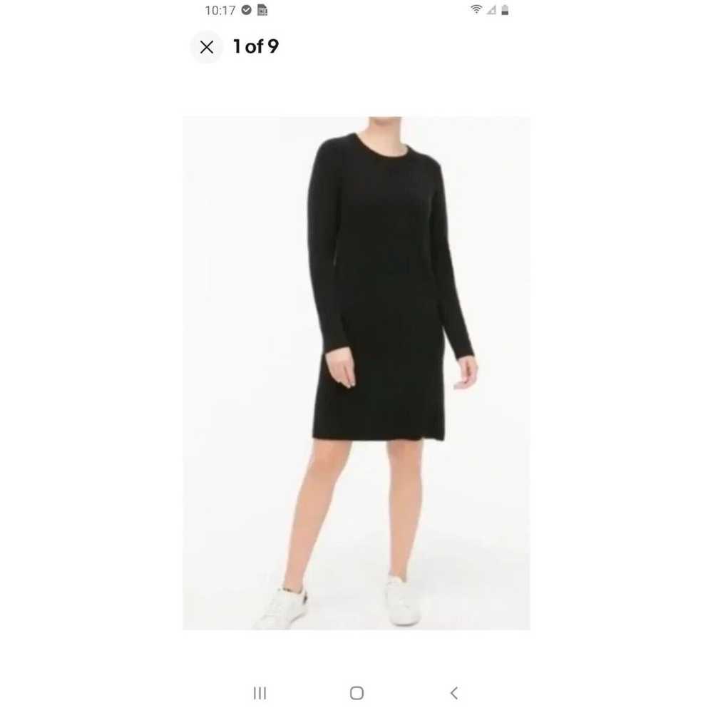 J Crew Factory Black Long Sleeve Sweater Dress Wo… - image 2