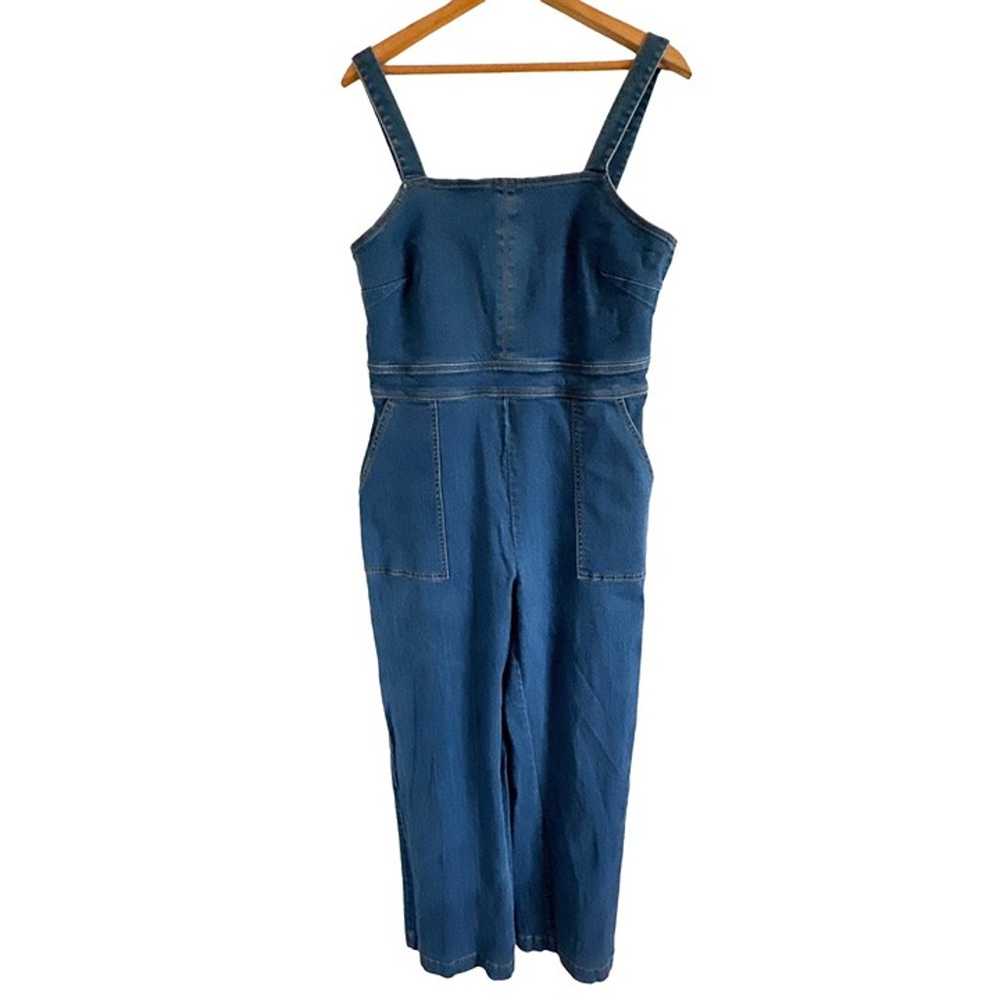 Eva Mendes Jean Jumpsuit Wide LED Zipper Back Sle… - image 1