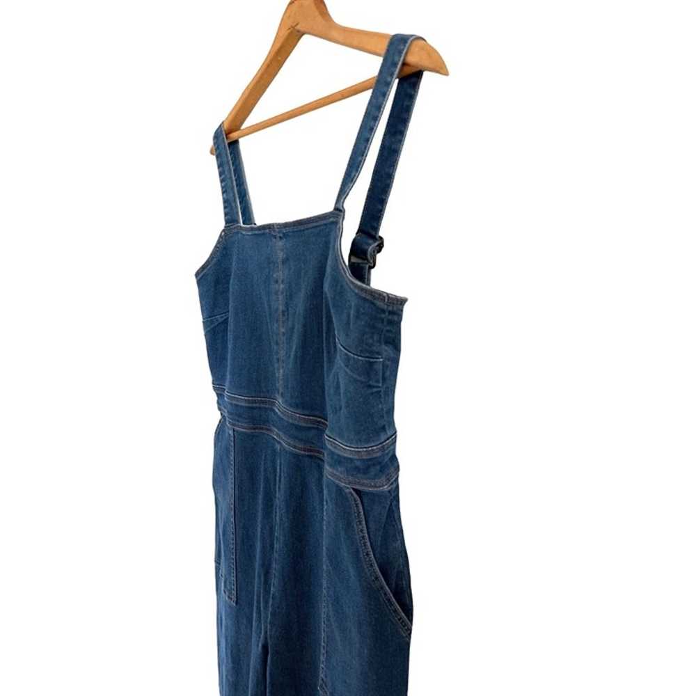 Eva Mendes Jean Jumpsuit Wide LED Zipper Back Sle… - image 3