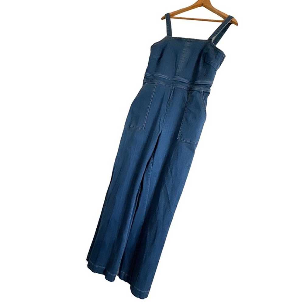 Eva Mendes Jean Jumpsuit Wide LED Zipper Back Sle… - image 4