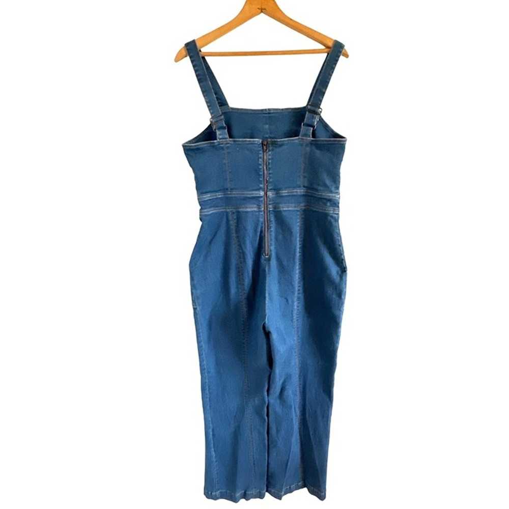 Eva Mendes Jean Jumpsuit Wide LED Zipper Back Sle… - image 5