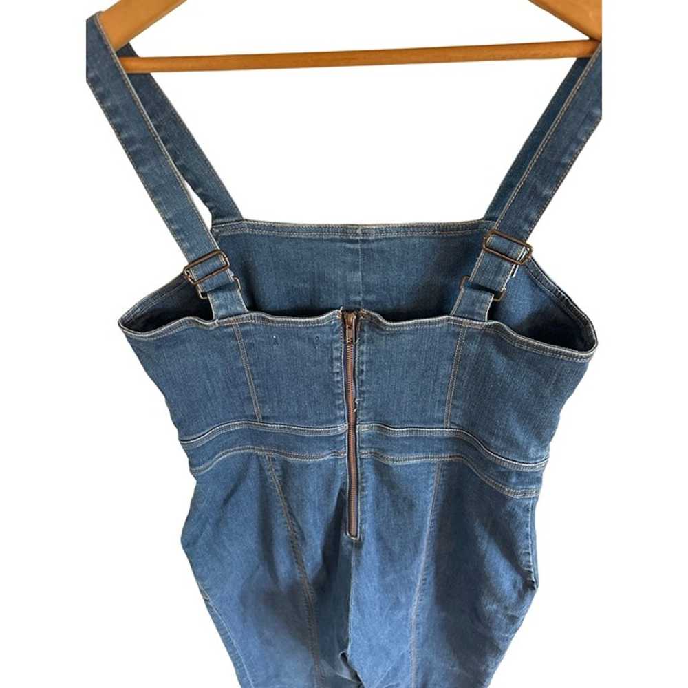 Eva Mendes Jean Jumpsuit Wide LED Zipper Back Sle… - image 6