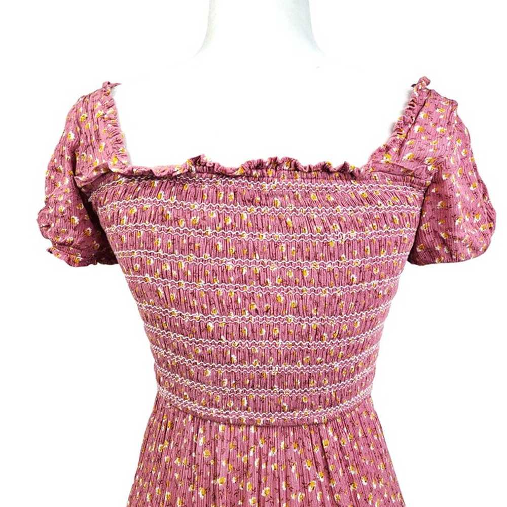 Storia Old Rose Pink Floral Smocked Boho Maxi Dre… - image 8