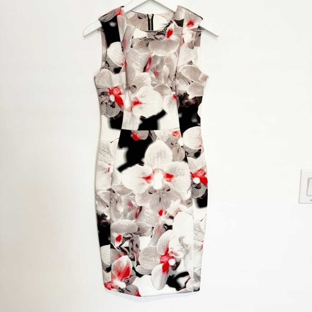 Calvin Klein Floral Sleeveless Bodycon Knee Lengt… - image 2