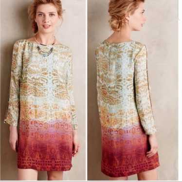Anthropologie Cleome Batik Print Silk Dress