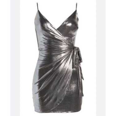 NWOT Jump Apparel Metallic Wrap Mini Dress