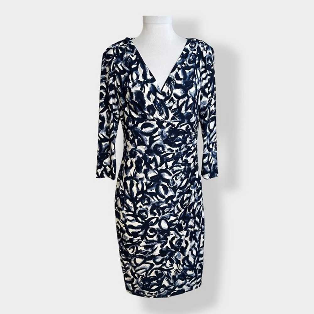 Lauren Ralph Lauren Stretch Blue White Floral Dre… - image 1