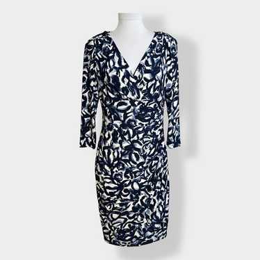 Lauren Ralph Lauren Stretch Blue White Floral Dre… - image 1