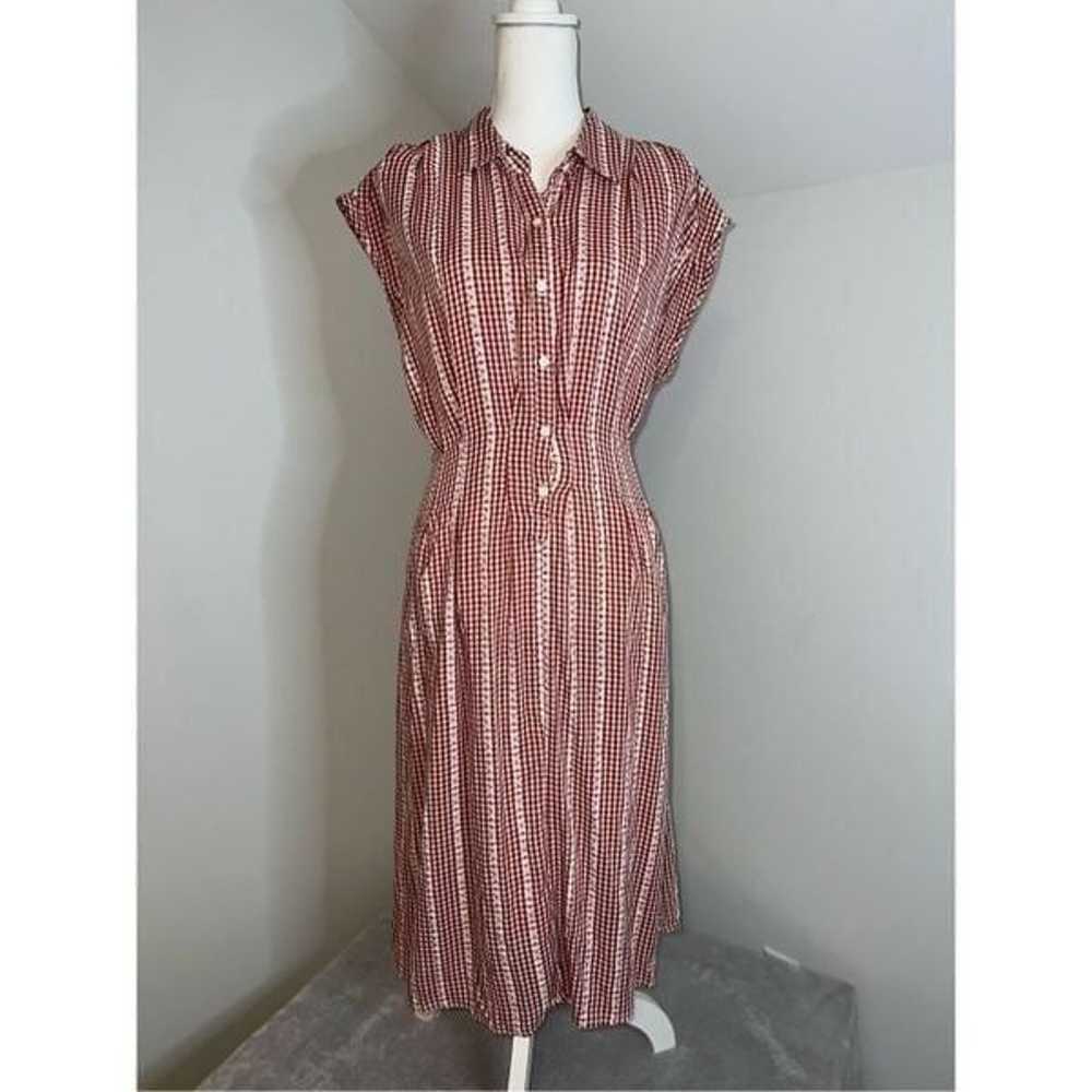 Women’s Red/White Summer 70s Flirty MIDI Dress XL - image 1