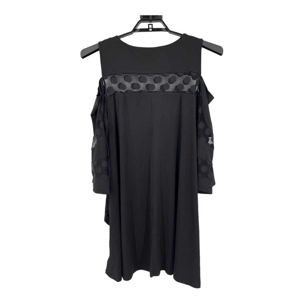 Nina Leonard dress Mesh yoke Cold shoulder swing … - image 3