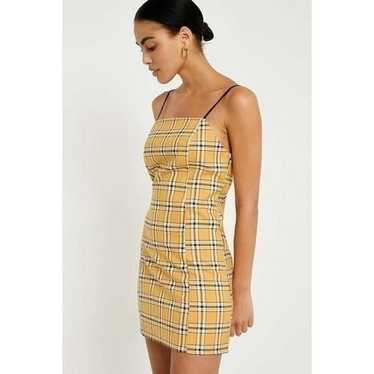 Urban Outfitters Yellow Check Slip Mini Dress Siz… - image 1