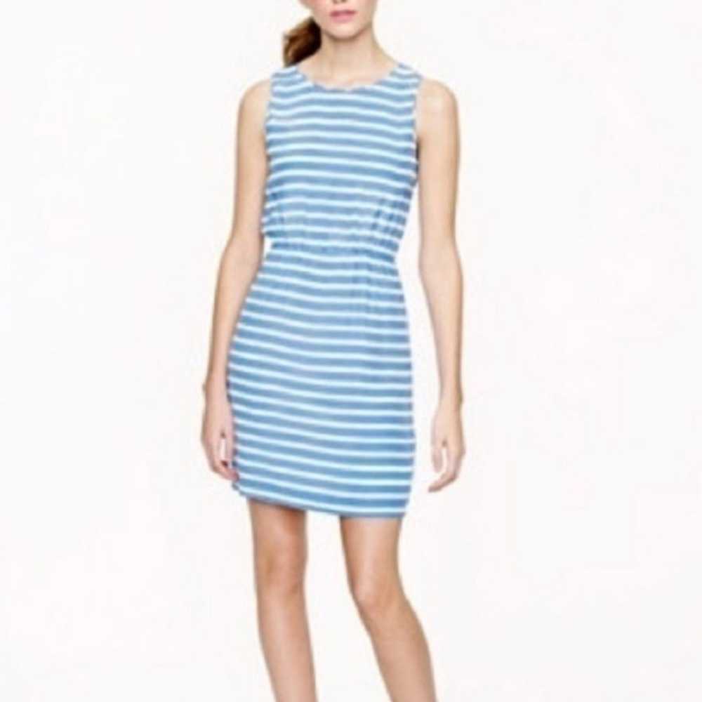 J. Crew Blue And White Stripe Sleeveless Dress Wo… - image 3