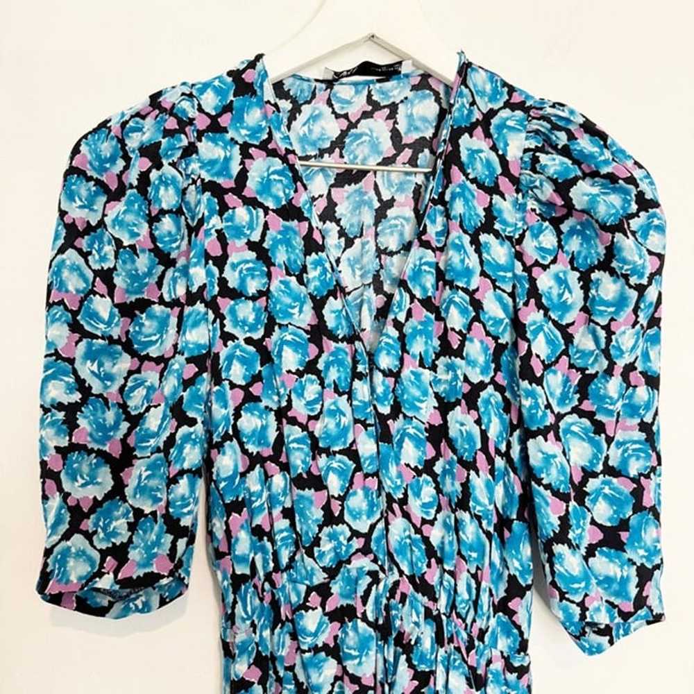 Zara Puff Sleeve V-Neck Wrap Front Mini Dress Boh… - image 4
